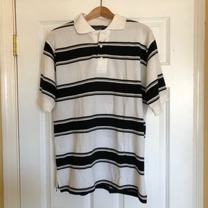 Triveni Collection Black & White Striped Polo Shirt